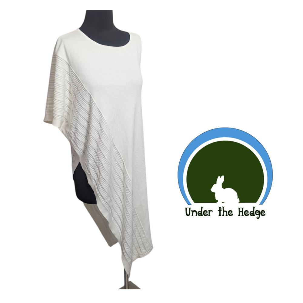 New Chicos Travelers Country White Cascading 3/4 Sleeve Sweater Size 2 Medium